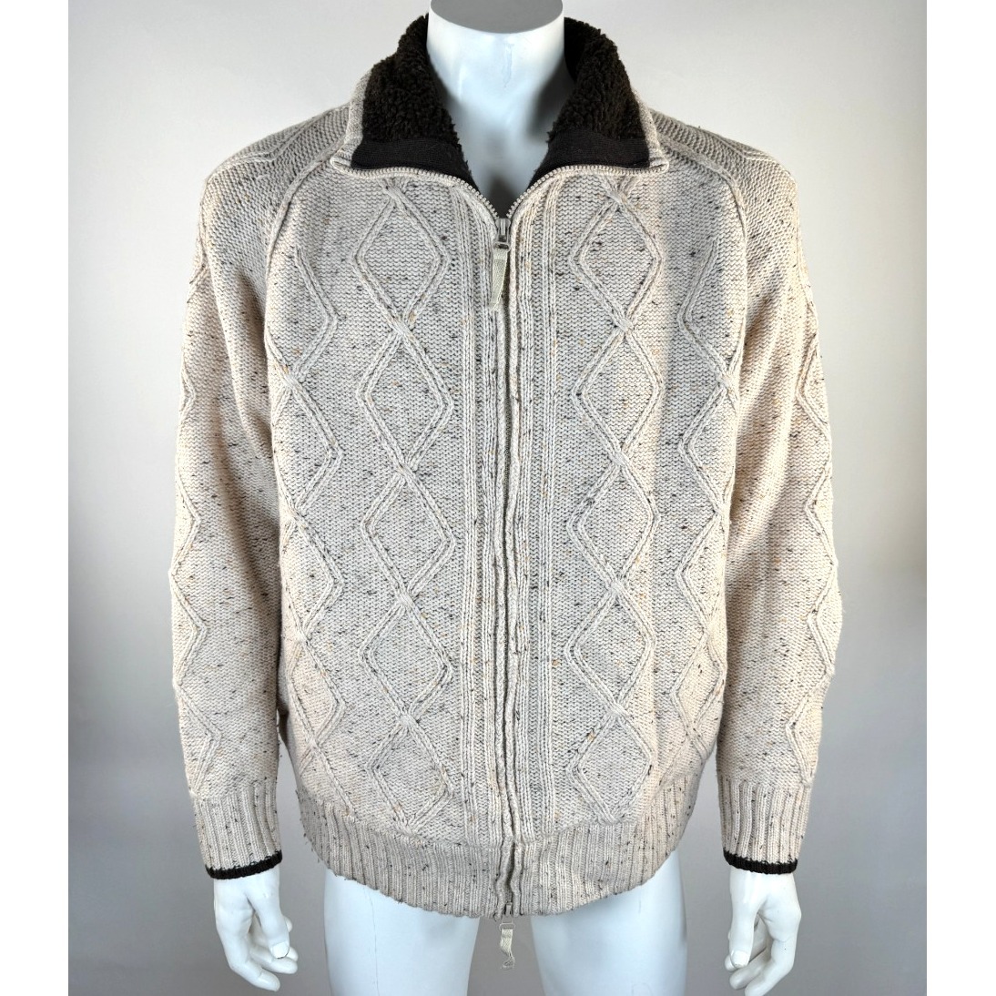 Johnston & Murphy Wool Fisherman Cardigan Mens Xl Sherpa Heavyweight Jacket